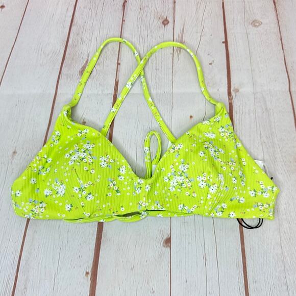 NWT RVCA Itty Crossback Neon Green Bikini Top Women’s Size S/8 - Picture 3 of 6